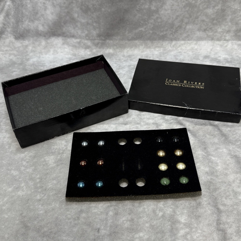 Vintage Joan Rivers Interchangeable *Replacement Pierced Earrings 7 Pairs In Box